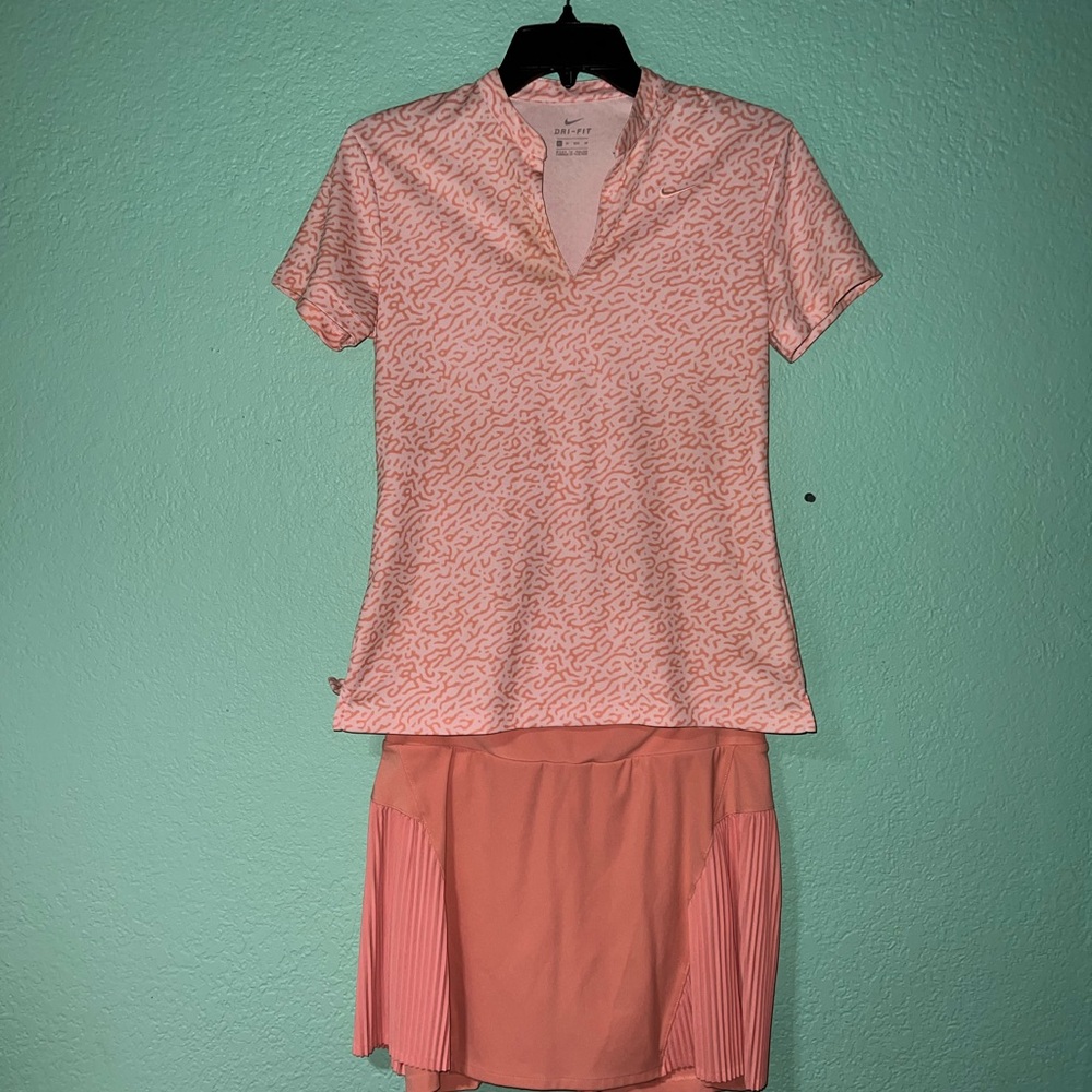 Women's Coral Athletic Golf Skort and Top Set